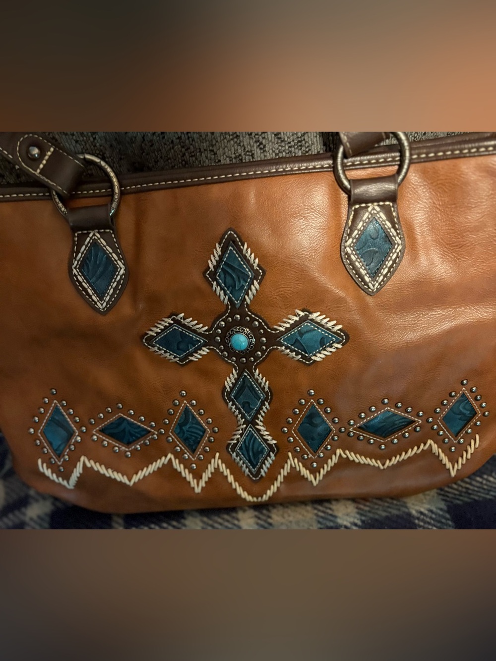 American Bling Tote with Turquoise Accent -